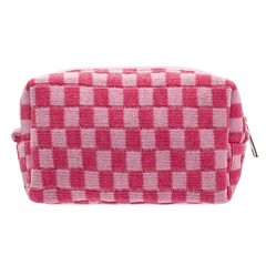 PAZIMIIK Checkered Makeup Bag for Purse Portable 1 PCS BOX POUCH, HOTPINK