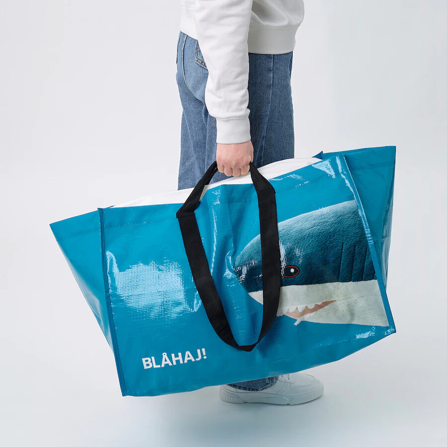 IKEA Thailand Official RUMPLING Large Blue Blåhaj Shark Carrier Reusable Bag