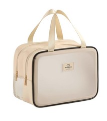 Heliar Large Travel Toiletry Bag with Dry Wet Separation– PVC Large, Beige