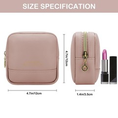 JINSI Small Makeup Bag for Purse,PU Leather Cute Travel Cosmetic small, Pink