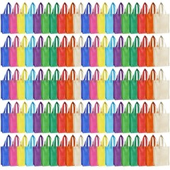 Jexine 100pc Reusable Non-Woven Tote Bags Multicolor 10x8x4 Party Favor Gift