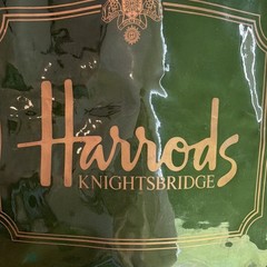 Harrods Knightsbridge Green Logo Foldable Tote Bag with Zipper Pocket