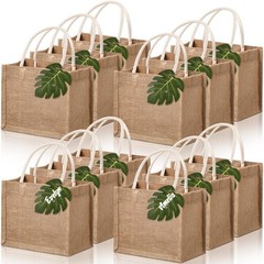 12 Set Burlap Jute Tote Bags Small Bachelorette Gifts Bags with Handles Sungl…