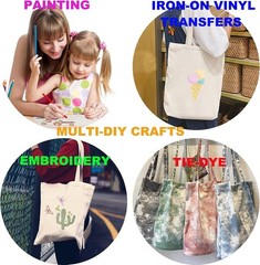 2 Pcs Reusable Large Canvas Tote Bags, Blank Multi-purpose Canvas Bags, Suita…