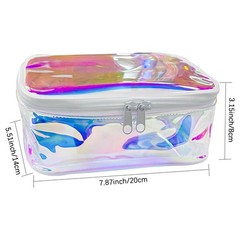 TotePrint TPU Holographic Clear Makeup Bags 7.87×5.51×3.15inches, Blue