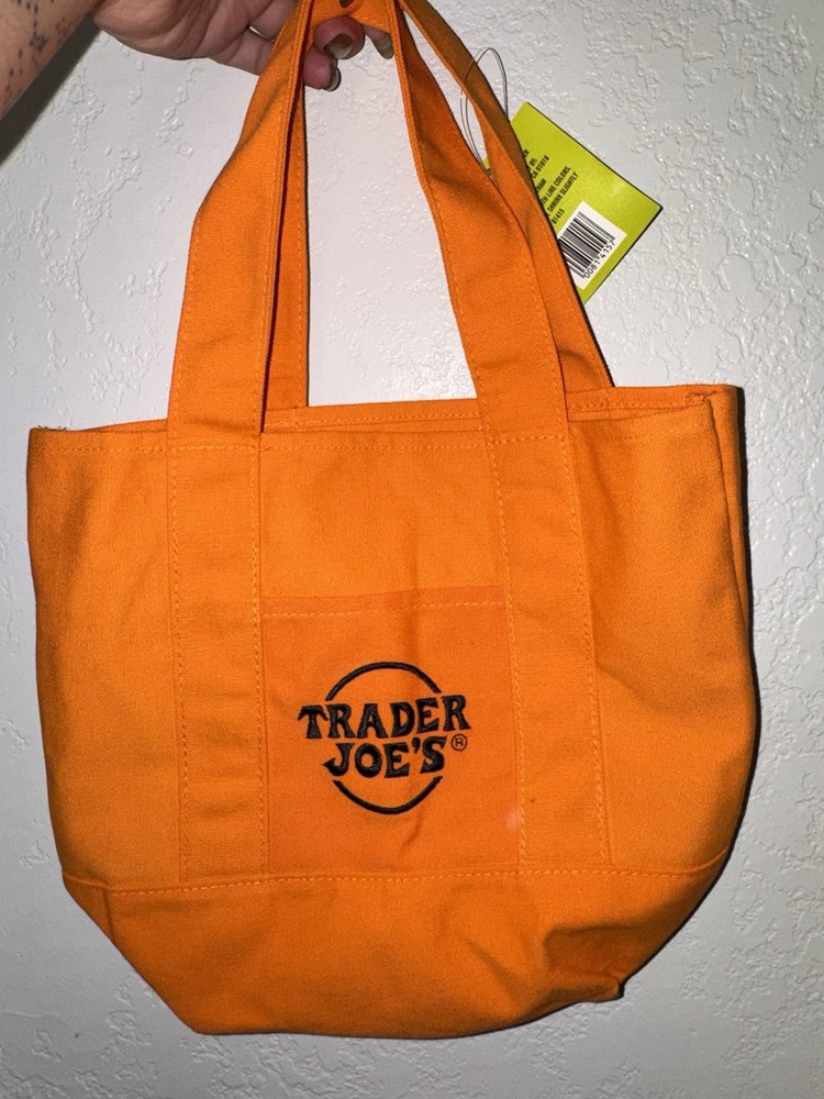 Trader Joe’s Trick or Treat Canvas Tote Bag, Orange Solid Cotton Polyester