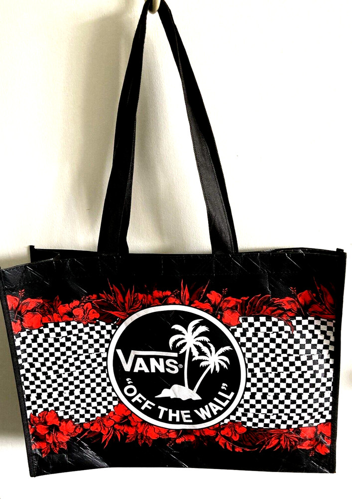 Vans Off The Wall Reusable Large Classic Black/Red/White Logo Shopping Tote Bag