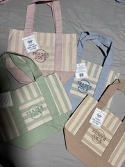 🛍️Trader Joe’s Reusable Striped Mini Tote Bag, Multicolor BUNDLE OF 4🛍️