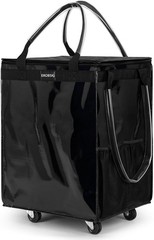Medium Black Reusable Grocery Bag on Wheels 66lb Capacity Foldable Trolley