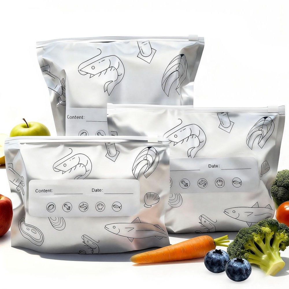 Reusable Aluminum Foil Storage Bags,Vacuum Zipper 3 SIZE / 30 PCS, 30PCS