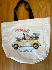 CANVAS CLASSIC REUSABLE BAG ( RELAX & UNWIND ) GREAT FOR CAT LOVERS 15 X 18