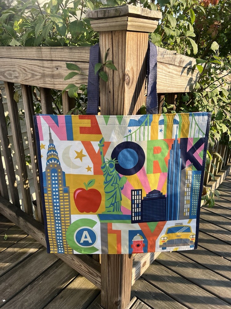 New Large Reusable Tote Shopping Bag “NEW YORK ❗️” TJX Colorful
