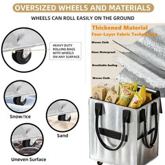 Foldable Rolling Shopping Bag Camping Storage Tote Same For HuIken 3 Color