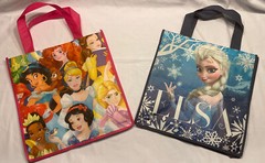 Lot of 2 Disney Reusable Tote Bags Elsa From Frozen and Disney Princess NEW