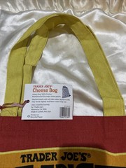 NEW TRADER JOE’S WIDE REUSABLE RED/MULTI TOTE CHEESE HEAVY DUTY 100% COTTON