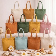 12 Pcs Boho Corduroy Small Tote Bags for Women Cute Mini Tote Bags Reusable H…