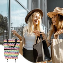 2 In 1 Folding Shopping Bag With Wheels, Lightweight Shopping Trolley Multi-col