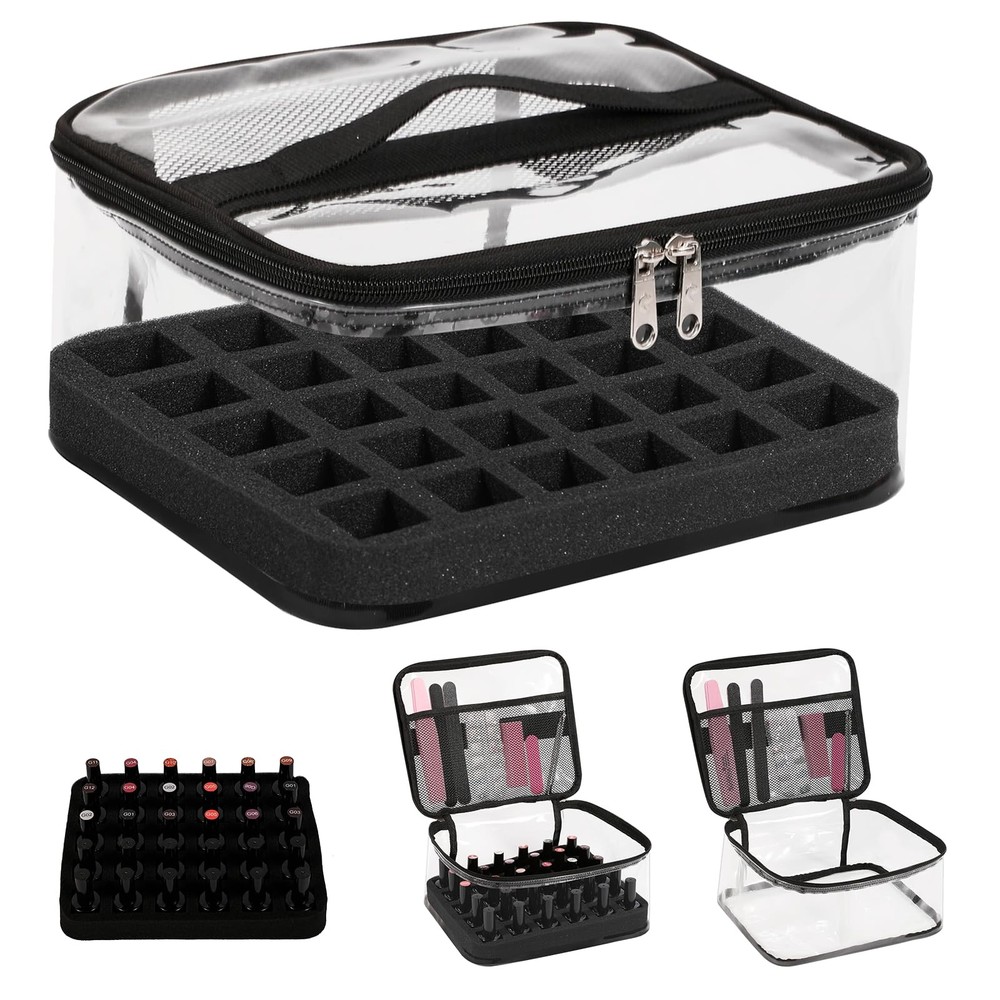 Beloving Nail Polish Organizer Bag Holds 30 1 Count (Pack of 1), 2.Black