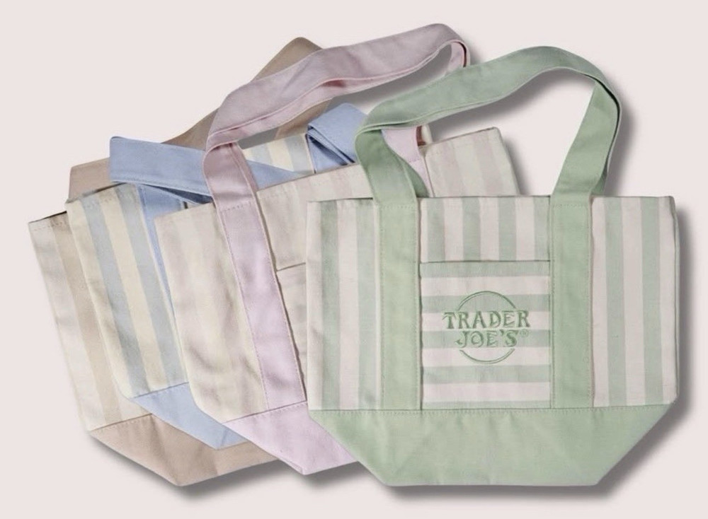 ALL FOUR Trader Joe’s Striped Multicolor Reusable Tote Bag 13x6x10 in New