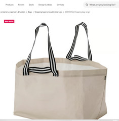IKEA GÖRSNYGG Large Reusable Tote Bag Durable LightBeige 22.5×14.5×15.25″ 20Ga