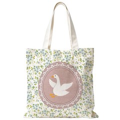 Vintage Pink Goose Flower Tote Bag, Goose Gifts for Women Canvas Tote Bags, C…