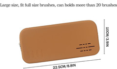 KUJAIS Silicone Travel Makeup Brush Holder: Zipper Anti-fall Out Retro Brown