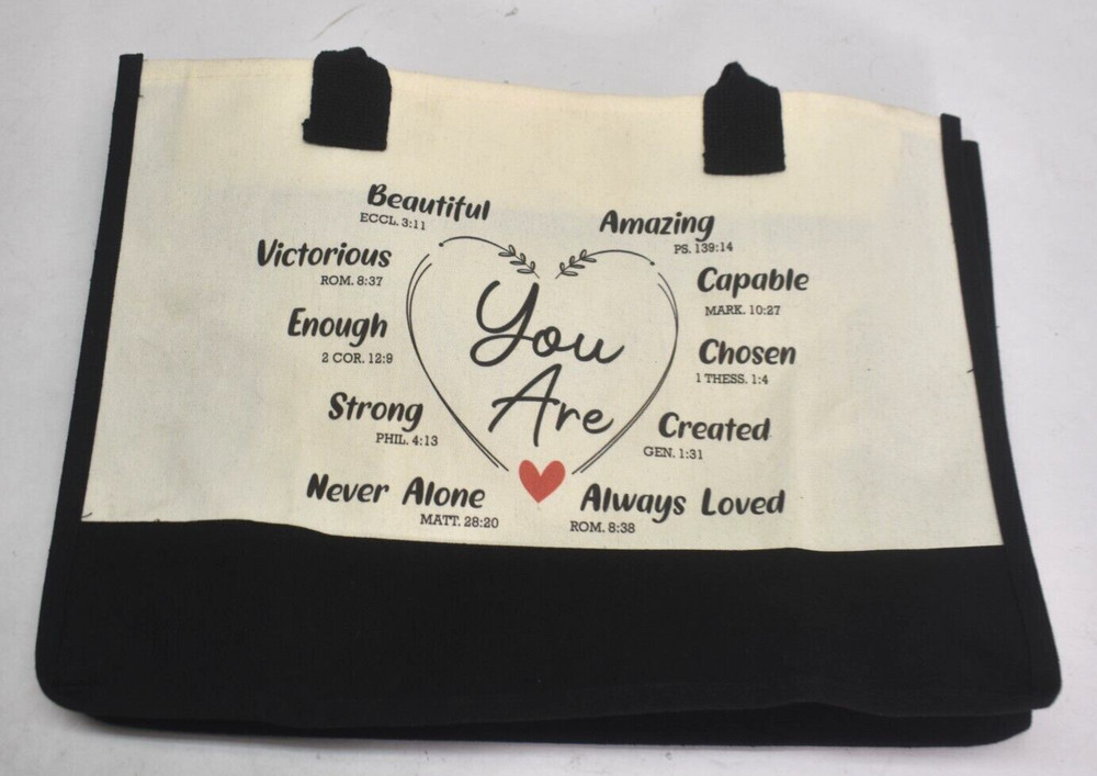 Christian Gifts Bible Scripture Reusable Canvas Tote Shopping Carry Bag 16.5″