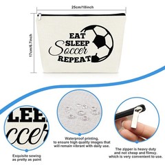 Soccer Gifts for Girls Women Makeup Bag Lover Gift Football beige