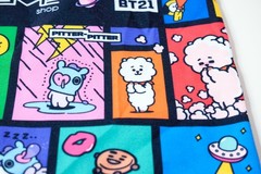 BT21 Graphic Tote Bag The Creme Shop Black Reusable Shopping Bag BTS