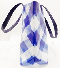 Bath & Body Works Tote Gingham Reusable Blue White Snap Closure Double Handle