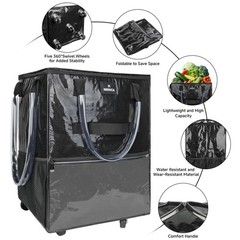 Reusable Grocery Bag On Wheels, 70L Foldable Shopping Rolling Tote Bag with 6…