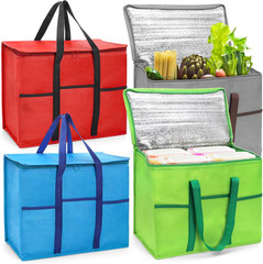 4 Pack Insulated Reusable Grocery Shopping Bags, Foldable Cooler Bag