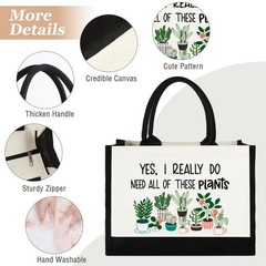 Canvas Tote Bag for Women, Cute Plant Lover Gifts for Women Gardener, Plant L…
