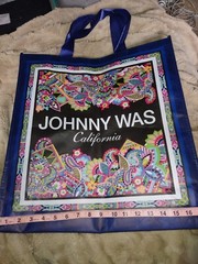NEW Johnny Was Large Shopping Tote Bag Blue Paisley Folds Flat Travel NWOT