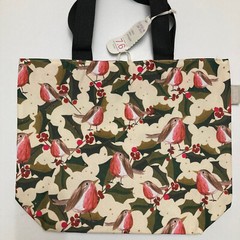 Tesco Caroline Gardner Robin Christmas Tote Bag Holly Eco Gift Shopper New