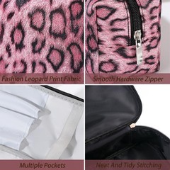 Kaxich 3PCS Leopard Print Makeup 21x15x12.3cm/8.27″ x 5.9” x 4.84”, Rose