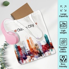 EIXU Chicago Souvenirs Girls Trip Tote Bag Reusable Beach Bag Multi