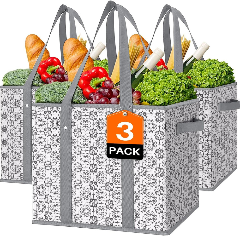 Reusable Grocery Bags [3 Pack],Large Grocery Tote Bag Water Resistant Shopping B