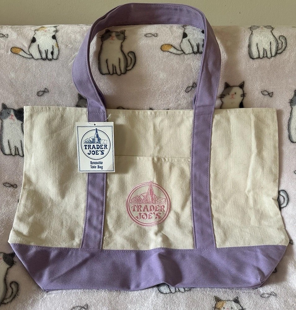 Auth Brand New Trader Joe’s Large Cotton Tote Bag/Lavender Purple/Limited Edit