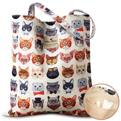 Aesthetic Cotton Tote Bag Women Reusable Shoulder Handbag Buckle Gym Travel