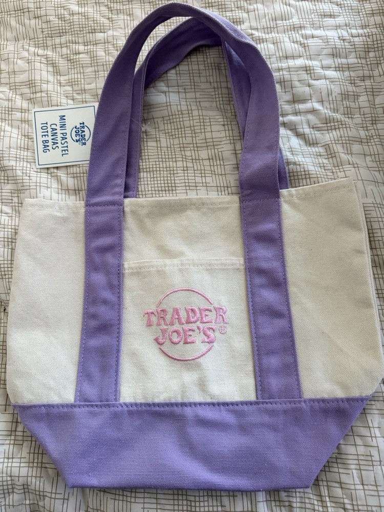 Trader Joe’s Mini Canvas Tote Bag Spring 2026 Lavender NWT
