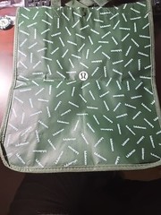 Lululemon Green Large Reusable Shopping Bag 16 X 14 Inches Snap Closure