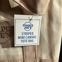 *Limited Edition* TRADER JOE”S Pastel *BEIGE/TAN” Canvas Mini Tote New!