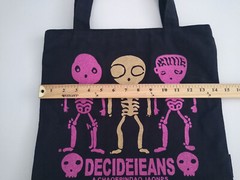 DECIDEIEANS Skeletons Sculls Useable Shopping Bag Black Zippered Multi-Pocket
