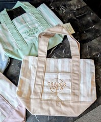 Trader Joe’s Mini Pastel Stripe Canvas Tote Bag Pink Or Green CHOOSE 1 BAG 🛍