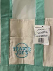 Trader Joe’s Mini Canvas Pastel Reusable Tote Bag Green NWT