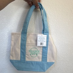 Trader Joe’s mini tote Blue Beige Canvas Tote