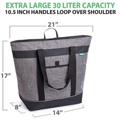 Jumbo Insulated Cooler Bag (Charcoal) with HD Thermal Insulation – , Collapsible
