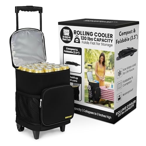 Ultra Compact Cooler Smart Cart with Wheels – Collapsible Insulated Black