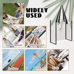 12 PCS 12×12 Inch Clear Tote Bags Transparent PVC Shoulder Handbag Stadium